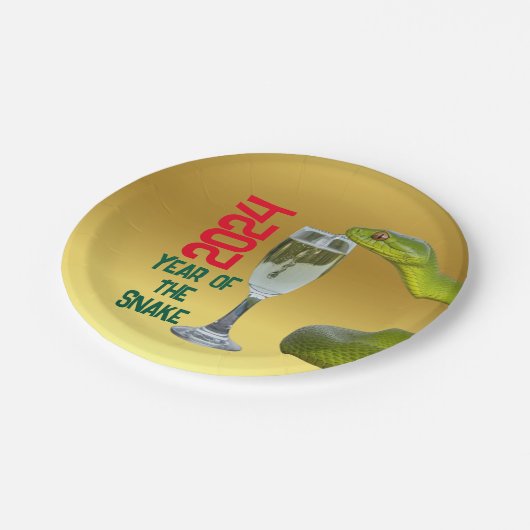 Feierlichkeiten Jahr der Schlange Chinesisches Neu Pappteller (Schrägansicht)