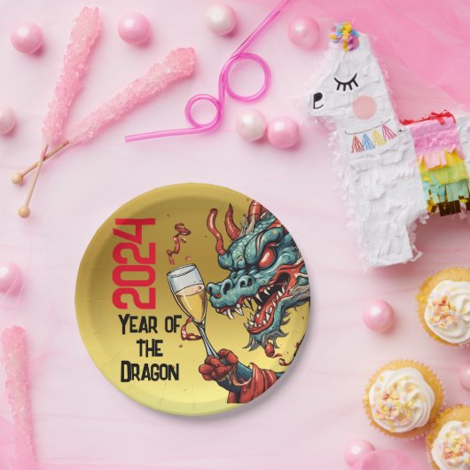 Feierlichkeiten Jahr des chinesischen Drachen-Neuj Pappteller (Party)