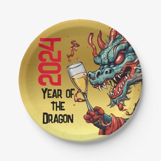 Feierlichkeiten Jahr des chinesischen Drachen-Neuj Pappteller (Vorderseite)