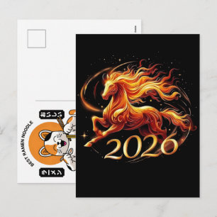 Feierlichkeiten Jahr des Chinesischen Pferds 2026  Feiertagspostkarte