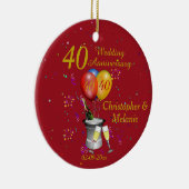 Feierlichkeiten zum 40. Hochzeitstag Keramik Ornament (Rechts)