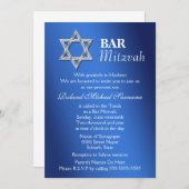 Feierlichkeiten zum blauen silbernen Bar mitzvah Einladung (Vorne/Hinten)