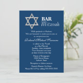 Feierlichkeiten zum blauen silbernen Bar mitzvah Einladung (Stehend Vorderseite)