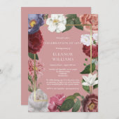 Feierlichkeiten zum Leben Beerdigung Rosa Rose Blu Einladung (Vorne/Hinten)