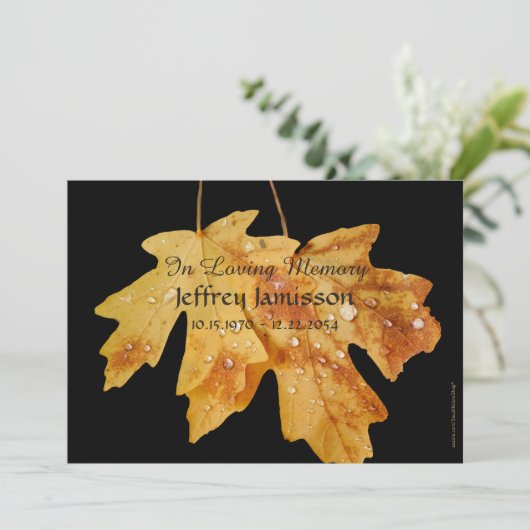 Feierlichkeiten zum Lebensdienst, Raindrops Herbst Einladung (Stehend Vorderseite)