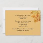 Feierlichkeiten zum Lebensdienst, Raindrops Herbst Einladung (Rückseite)