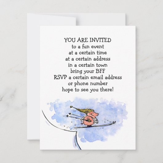 Feierlichkeiten zum Skisprung Pig Einladung (Vorderseite)