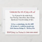 Feierlichkeiten zum Unabhängigkeitstag am 4. Juli Einladung (Rückseite)