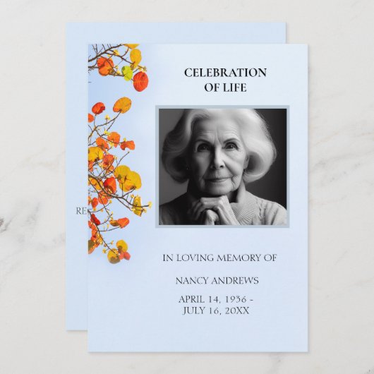 Feierlichkeiten zur Beerdigung der Lebensgefahr Einladung (Vorne/Hinten)