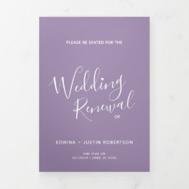Feierlichkeiten zur Hochzeitserneuerung - lila-wei Dreifach-gefaltete Programmkarte