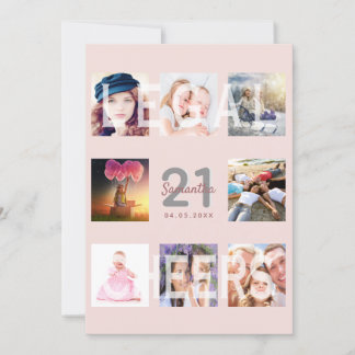 Feiern 21. Geburtstag Party Zoll Foto Rose Gold Einladung