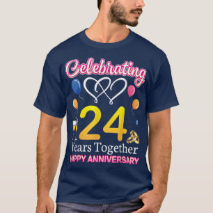 Feiern 24 Jahre gemeinsam Happy Wedding Annive T-Shirt