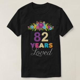 Feiern 82 Jahre Liebe mit farbenfrohen Blume T-Shirt
