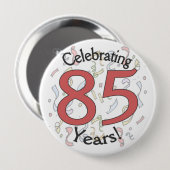 Feiern 85 Jahre Konfetti Geburtstag riesige Taste Button (Vorne & Hinten)