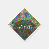 Feiern: Abstrakter, farbenfroher Confetti-Abschlus Serviette (Ecke)