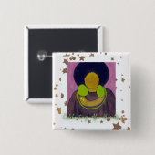 Feiern Afro Beauty Button (Vorne & Hinten)