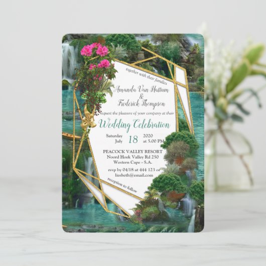 Feiern am magischen Fantasy-See Einladung (Stehend Vorderseite)