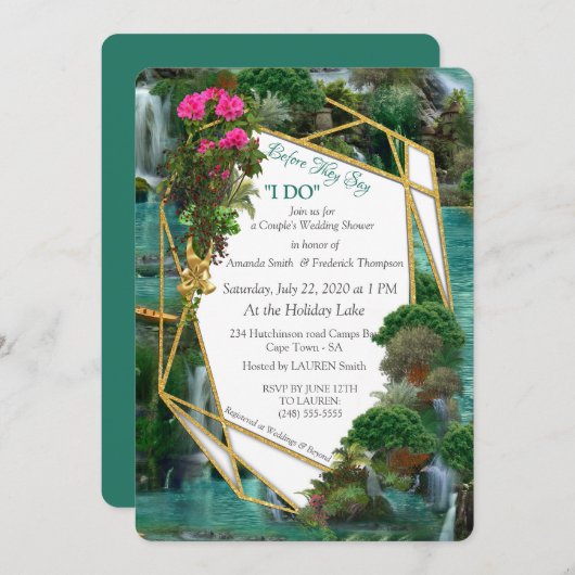 Feiern am magischen Fantasy-See Einladung (Vorne/Hinten)