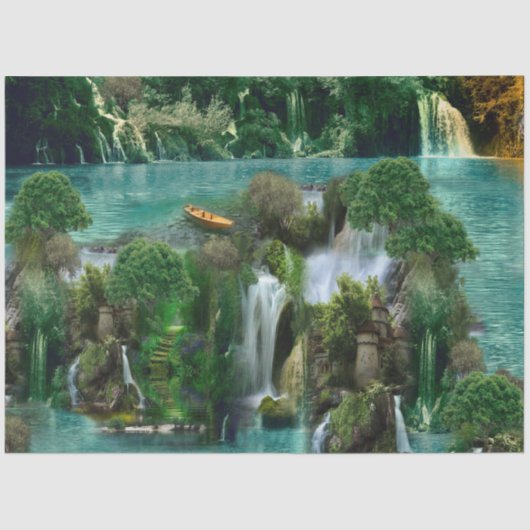 Feiern am magischen Fantasy-See Seidenpapier (Vorderseite)