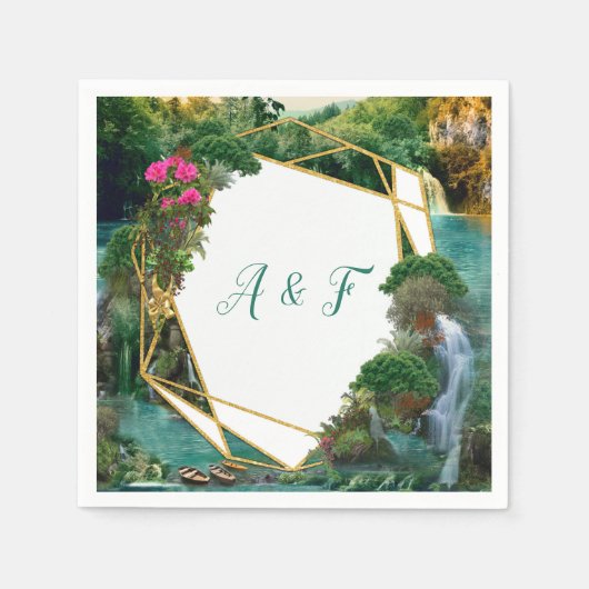 Feiern am magischen Fantasy-See Serviette (Vorderseite)