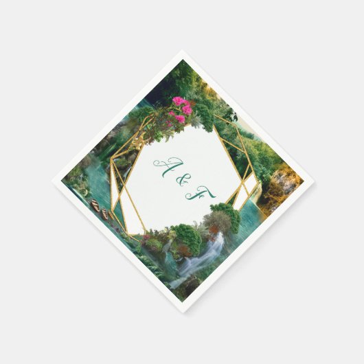 Feiern am magischen Fantasy-See Serviette (Ecke)