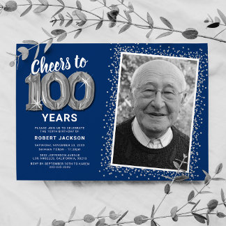 Feiern bis 100 Jahre 100. Geburtstag Foto Einladung