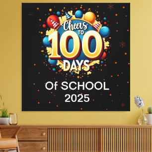Feiern bis 100 Tage: Feierlicher 100. Schultag Leinwanddruck