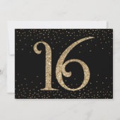 Feiern bis 16 Jahre Überraschung Geburtstag Gold & Einladung (Rückseite)