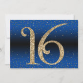 Feiern bis 16 Jahre Überraschung Geburtstag Gold & Einladung (Rückseite)