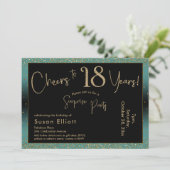 Feiern bis 18 Jahre Überraschung Geburtstag Aquama Einladung (Stehend Vorderseite)