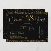 Feiern bis 18 Jahre Überraschung Geburtstag Gold & Einladung (Vorne/Hinten)