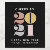 Feiern bis 2021 | Schwarz im Neujahr Weinetikett (Einzelnes Label)