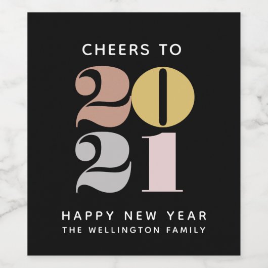 Feiern bis 2021 | Schwarz im Neujahr Weinetikett (Einzelnes Label)