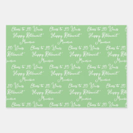 Feiern bis 20 Jahre Sage Green Happy Retirement Geschenkpapier Set