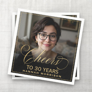 Feiern bis 30 Jahre Geburtstag Foto Gold Black Serviette