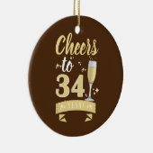Feiern bis 34 Jahre Champagner Hochzeit Keramik Ornament (Rechts)