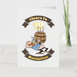 Feiern bis 40 Jahre Funny Beer Geburtstag Cartoon Grußkarte Mit Foliendruck