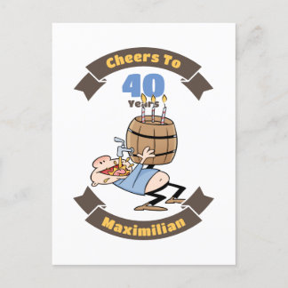 Feiern bis 40 Jahre Funny Beer Geburtstag Cartoon Postkarte