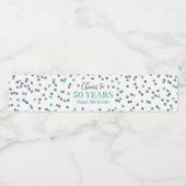 Feiern bis 50 Jahre Aqua Silver Confetti Geburtsta Wasserflaschenetikett (Einzelnes Label)