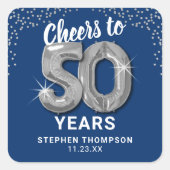 Feiern bis 50 Jahre Erwachsene Geburtstag Quadratischer Aufkleber (Vorderseite)