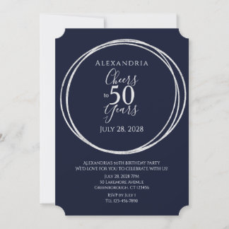 Feiern bis 50 Jahre Geburtstagsparty Silber Einladung