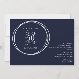 Feiern bis 50 Jahre Geburtstagsparty Silber Einladung