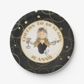 Feiern bis 60 für ihren Spaß Gold Black 60. Geburt Pappteller (Vorderseite)