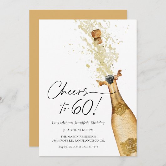 Feiern bis 60. Geburtstag Einladung (Vorne/Hinten)