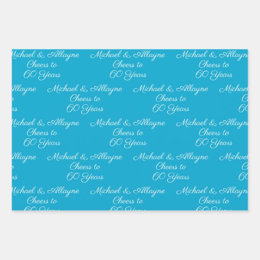 Feiern bis 60 Jahre Royal Blue 60 Jahre Geschenkpapier Set (Vorderseite 3)