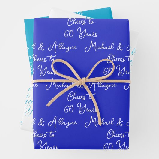Feiern bis 60 Jahre Royal Blue 60 Jahre Geschenkpapier Set (Beispiel)