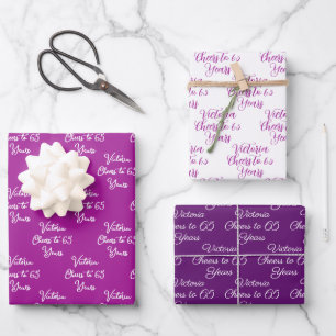 Feiern bis 65 Jahre Pink Magenta 65. Geburtstag Geschenkpapier Set
