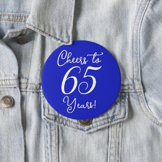 Feiern bis 65 Jahre Royal Blue Birthday Party Button (Beispiel)