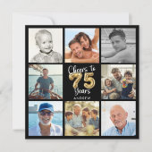 Feiern bis 75 Jahre Foto Collage Balloons Geburtst Einladung (Vorderseite)