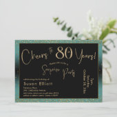 Feiern bis 80 Jahre Überraschung Geburtstag Aquama Einladung (Stehend Vorderseite)
